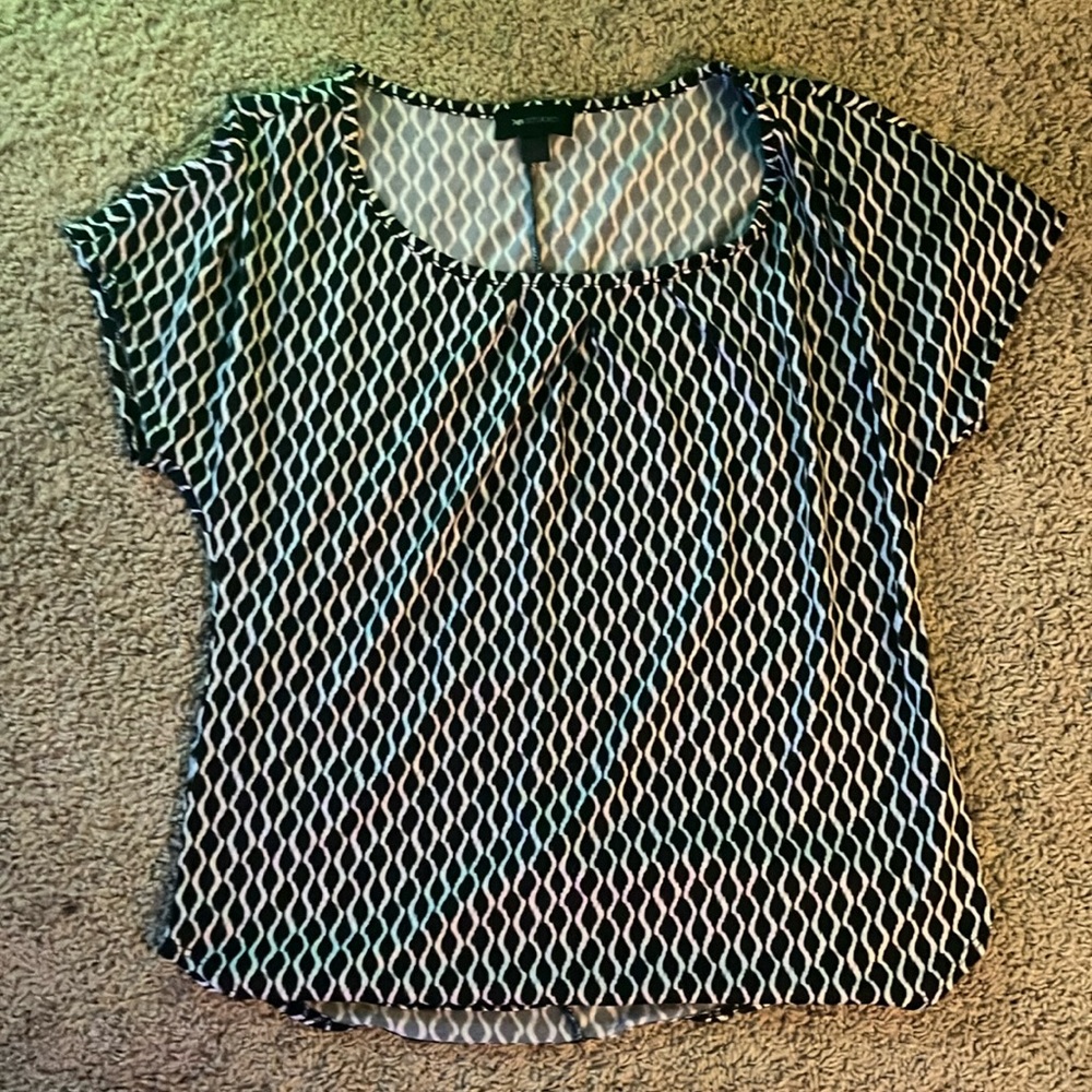 AB Studio Fitted Black and White Blouse